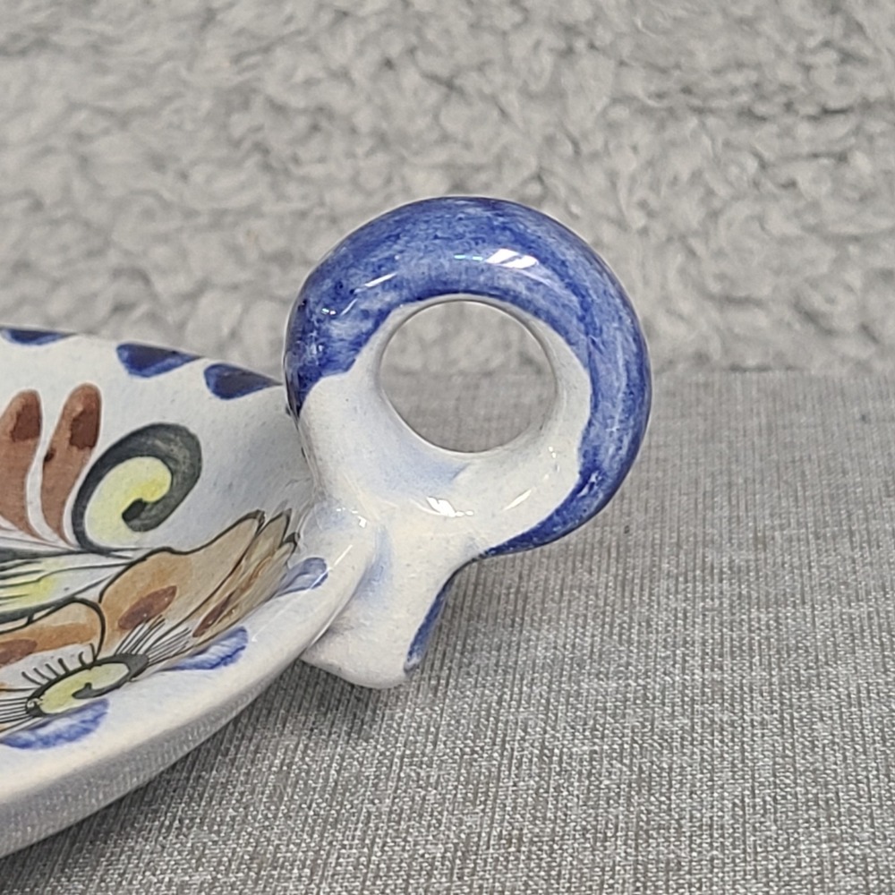 Tonala Mexico Chamberstick Taper Candle Holder Pottery Butterfly Floral Signed - Picture 10 of 10